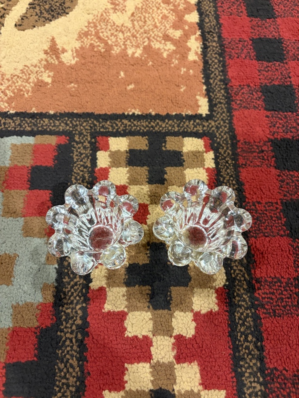 Pair of vintage KIG Indonesia glass candle
Holders